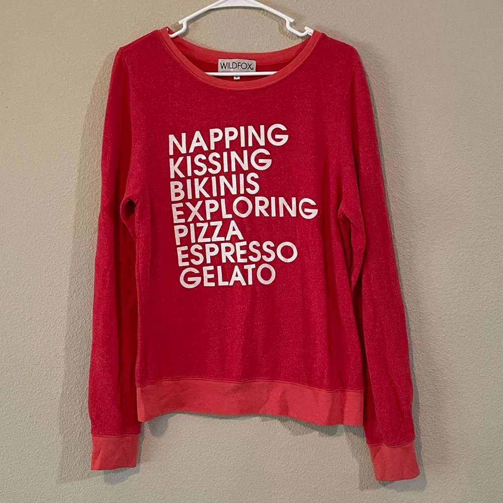 Wildfox Red Graphic Crewneck Sweater
